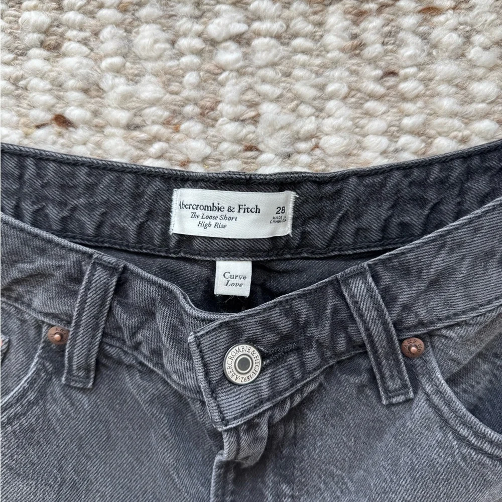 Abercrombie & Fitch High Waist Black Denim Shorts - Picture 2 of 3